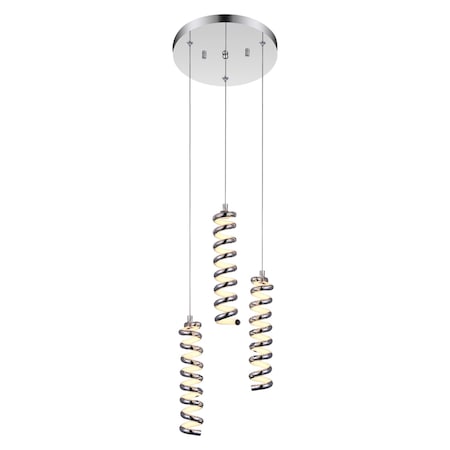 Cwi Lighting Led Multi Point Pendant With Black & Wood Finish 7121P12-3-601